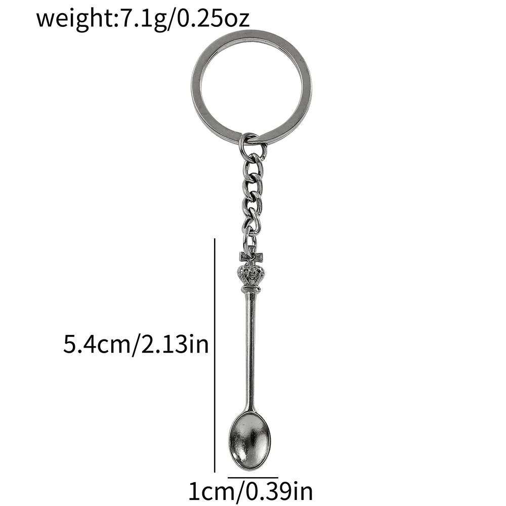 Crown Mini Spoon Keychain Couple Keyring Pendant Purse Handbag Car Key Holder Jewelry Accessories Hot Selling Small Gift view 6