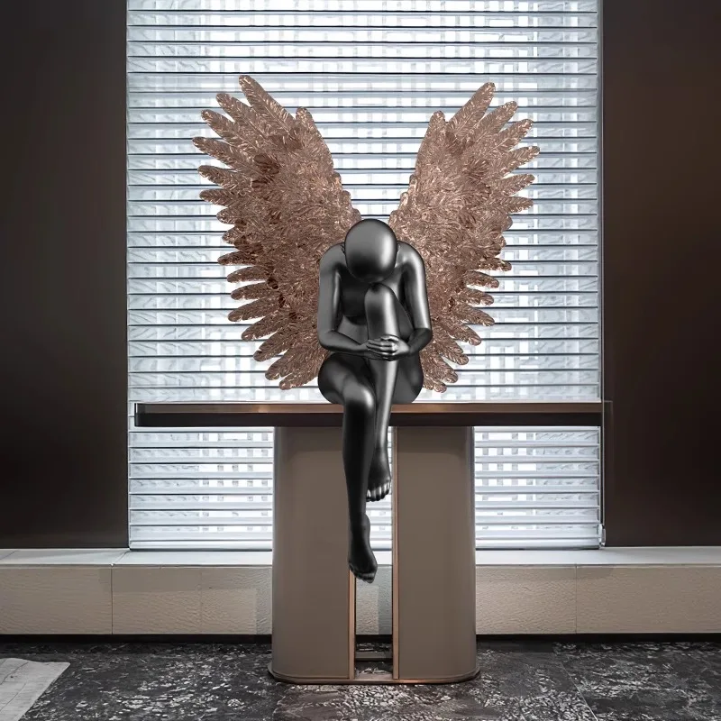 Modern Creative Sculpture Ornament Unique Landing Angel Character For Hotel Lobby Home Decoration