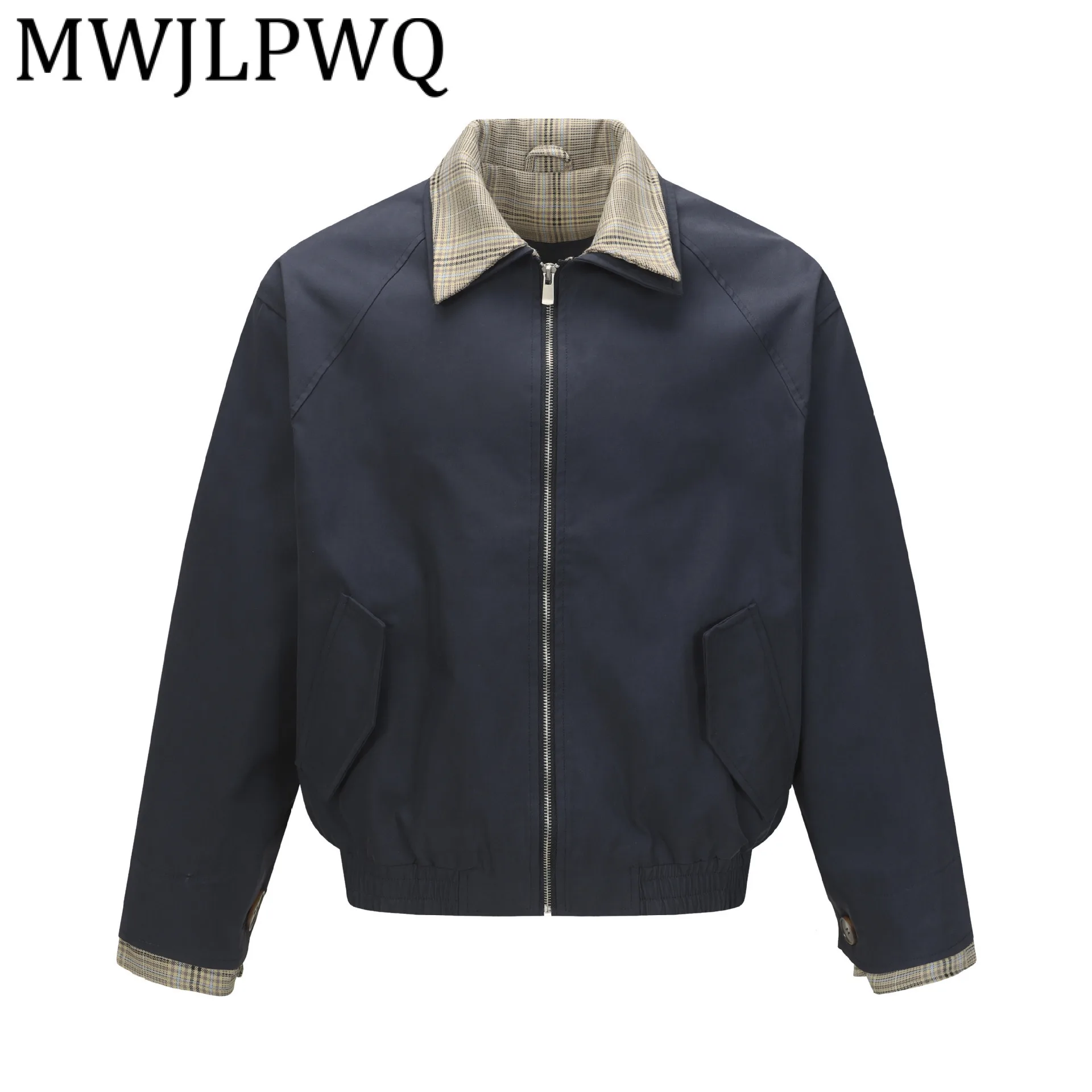

MWJLPWQ New Modish American Style Jacket Male Lapel Plaid Niched Design Simple Versatile Loose Street Coat 2025 Autumn 21499