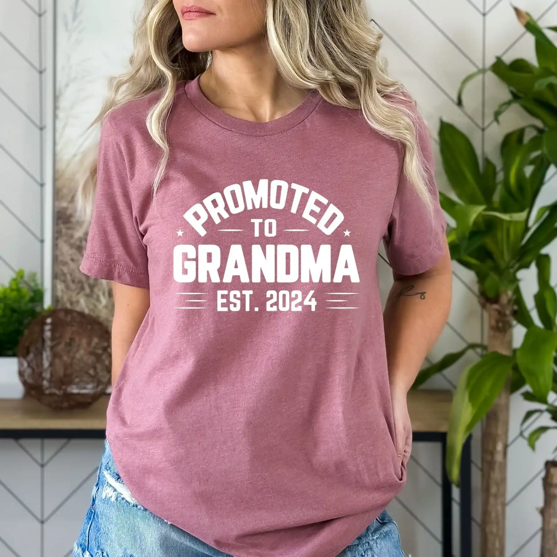 Promoted to Grandma T Shirt New Established Est 2024 Gender Reveal Pregnancy for