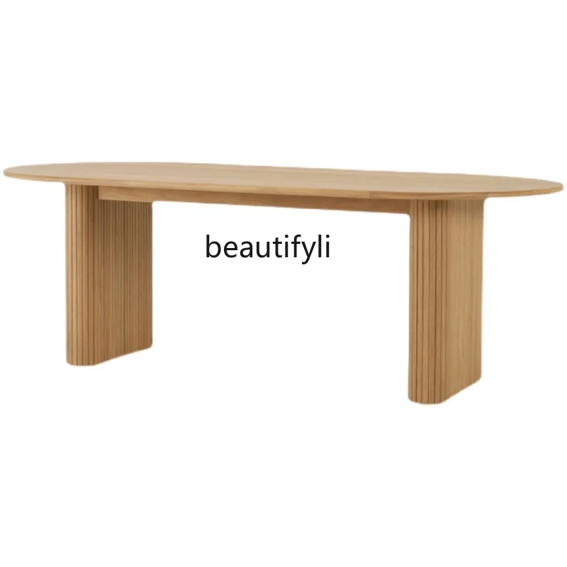 

Nordic Light Luxury Solid Wood Dining Table Oval Living Room Long Table Designer Personalized Creative Conference Table