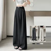 Spring Summer Black Suit Haren Pants Women Fashion Elastic High Waist Casual Trousers Woman Korean Style Solid Office Pant New