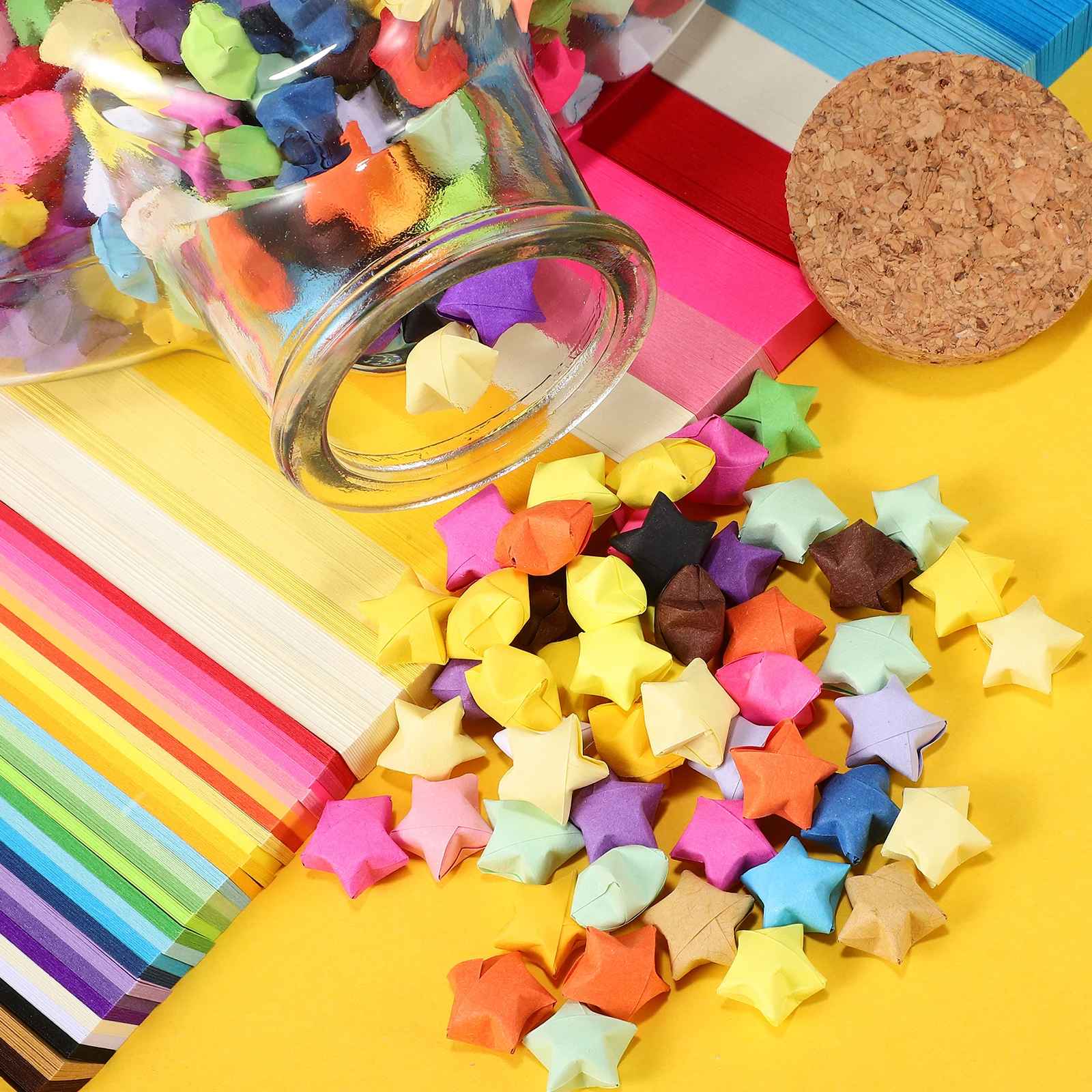 

540 Star Papers Wishing Bottle Blue Gradient Birthday Confession Gift Girl Room Decoration Glass Jars Craft