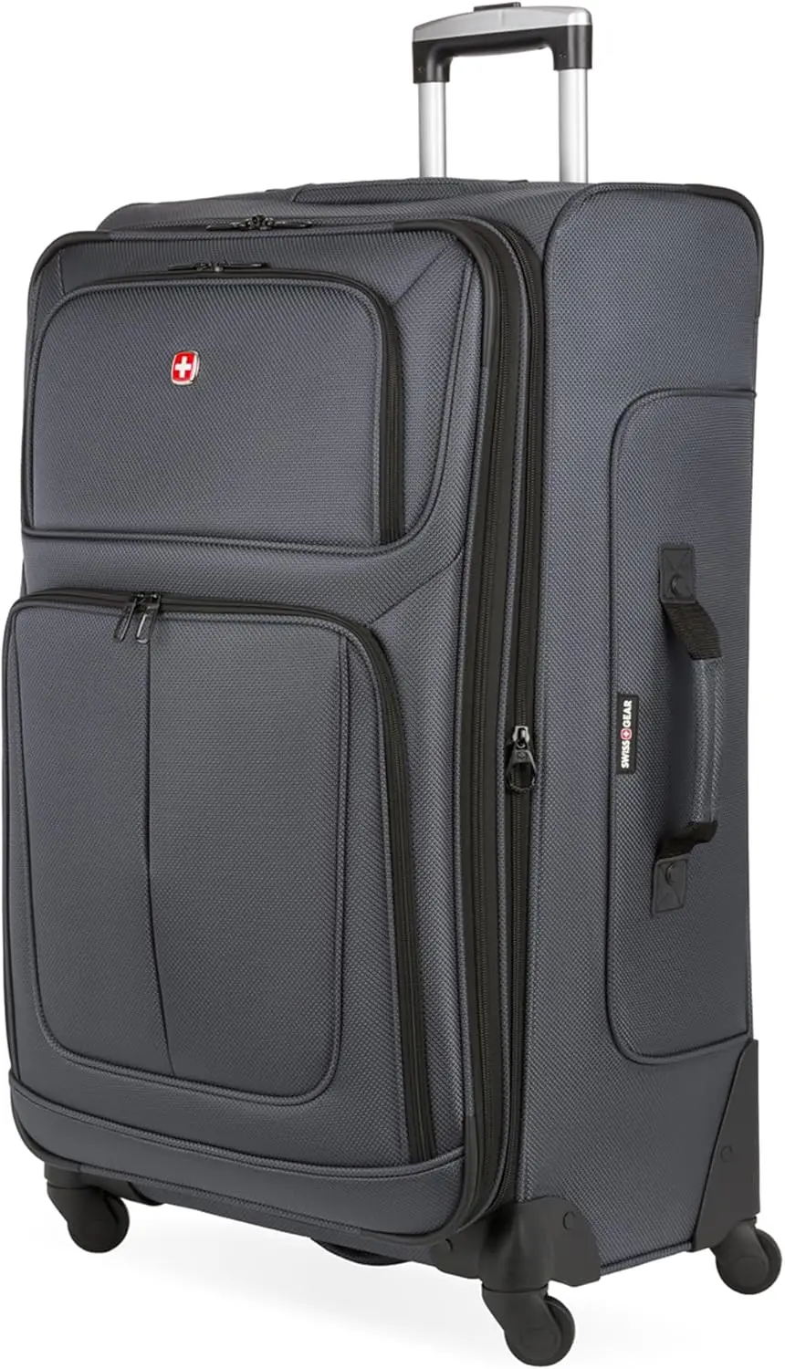 

Expandable Spinner Luggage, Durable Lightweight Travel Suitcase, Dark Grey, Checked-Large 29-Inch