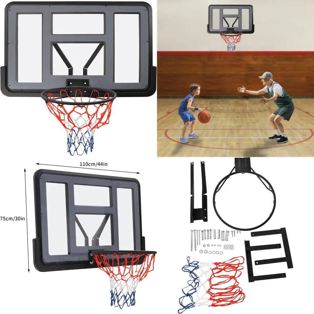 

Portable Basketball Hoop System - 44 Inch Wall Mounted Backboard with Rim, Suitable for Indoor and Outdoor Use, Ideal for Gyms,