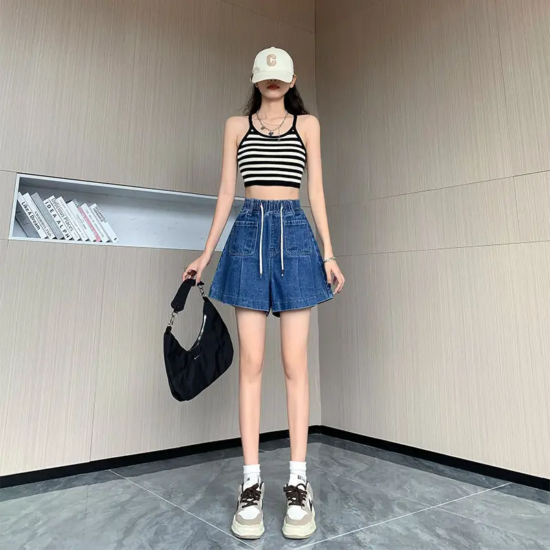 Large Size Denim Shorts Skirt for Women\'s Spring/summer Thin A-line Wide Leg Loose High Waist Slimming Fashion Shorts