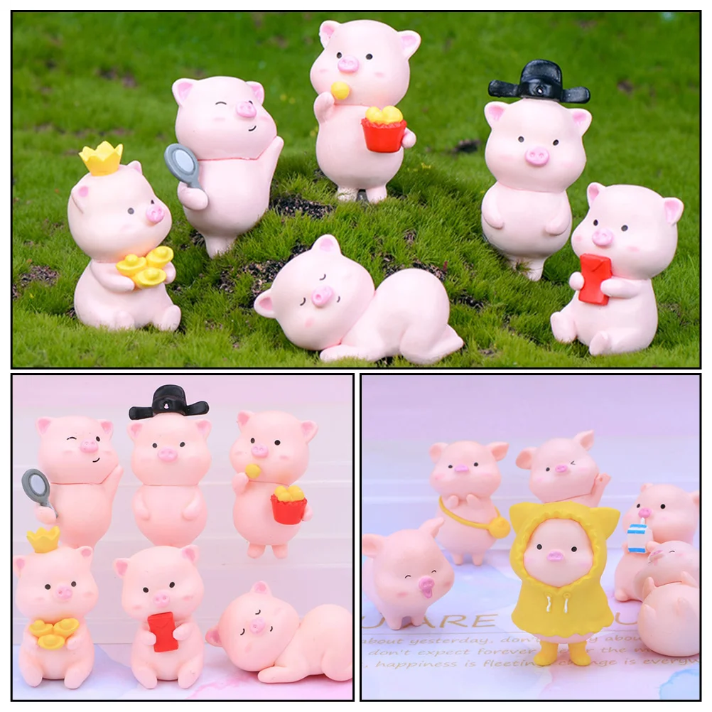 

12 Pcs Statue Piggy Decor Decoration Durable Gift Idea Desktop nament Micro Pig Adornment L Decor