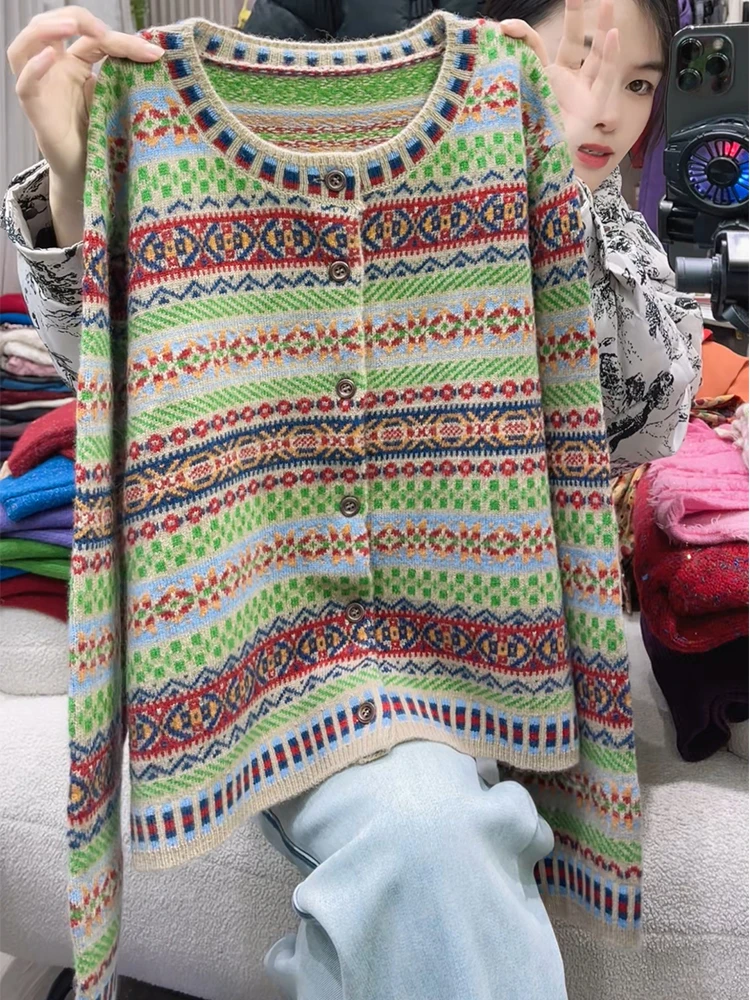 

Laid-ba Knitted Sweater Trendy Korean Sle Warmth Concealment Large Size Fluffy Plu Spring 2025 Commute Faion