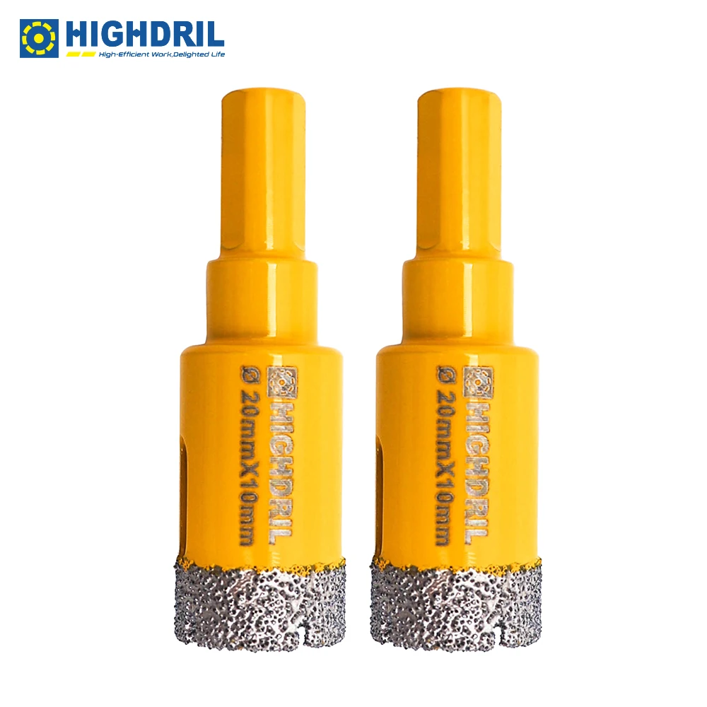 

HIGHDRIL 1pc Dia20mm Core Driling Bits Diamond Vacuum Brazed Triangular Shank Drill Bits For Granite Marble Ceramic Dry Or Wet