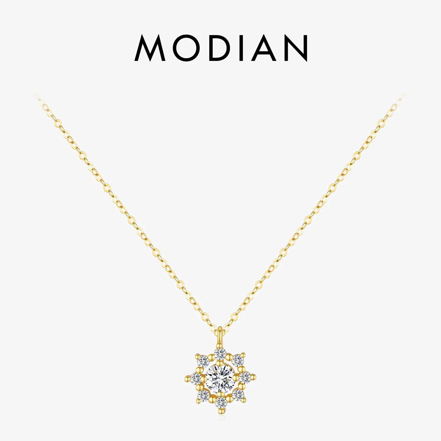 MODIAN 0.5 Carat Moissanite Necklace D color VVS1 Lab Diamond Snowflake Necklace For Women 925 Sterling Silver Jewelry