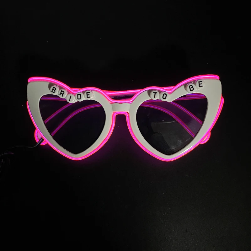 

Fashion Wedding Heart Glasses Bride To Be Heart Shaped Sunglasses Girls Women Decorative Eyewear With LED Light