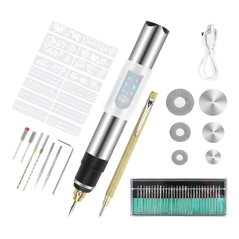 

Electric Engraving Pen, Rechargeable Engraver Etching Pen, Cordless Rotary Tool, Scriber And Stencils For Carving Glass Retail