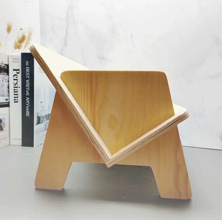 Simple Fashion Wooden Desktop Bookcase Storage Rack Creative Display Stand Home Decor Bookcase Trapezoid Bookshelf