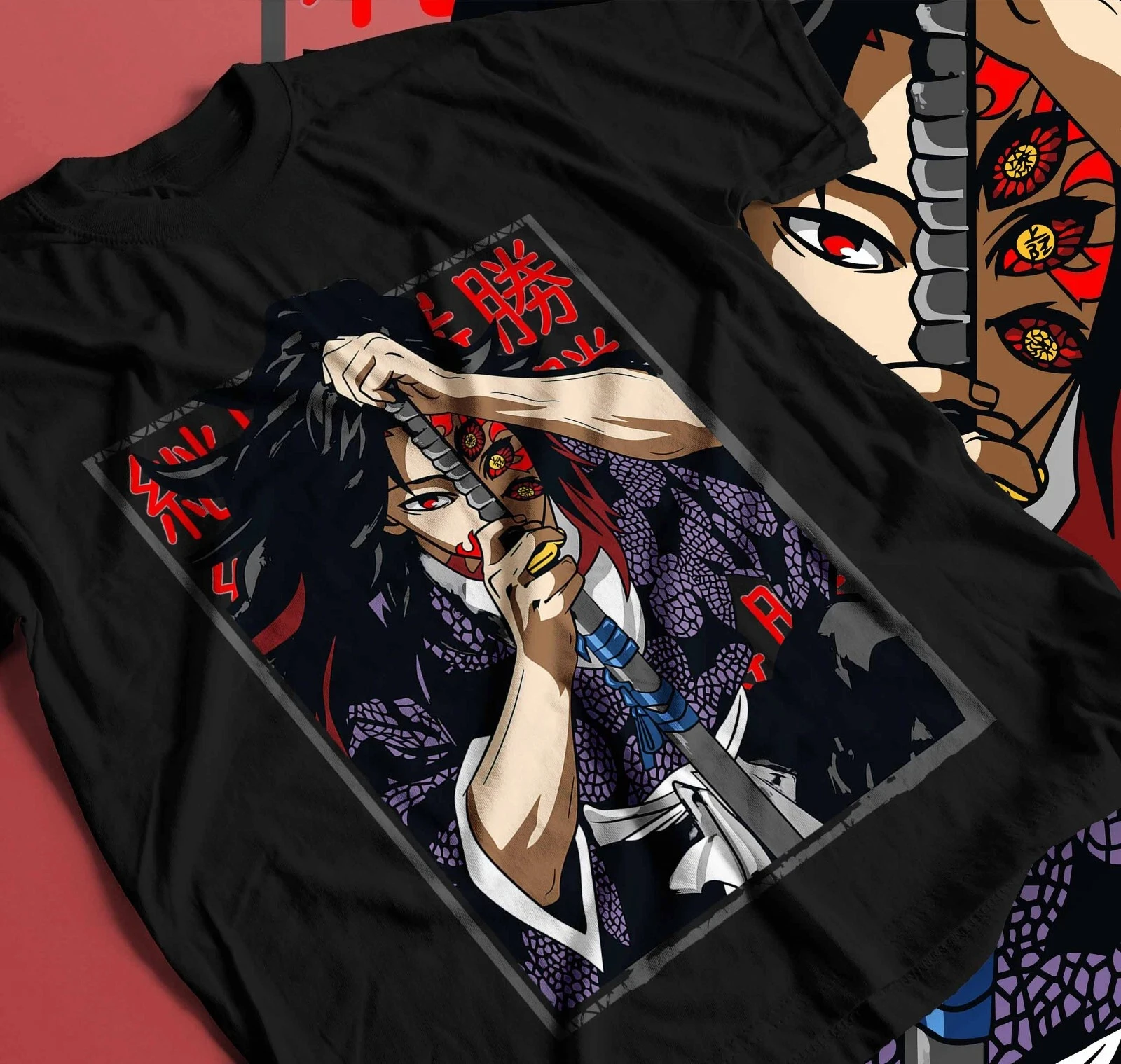 Kokushibo Demon Slayer T-Shirt, Kimetsu No Yaiba, Anime, Manga, Nezuko, Tanjiro Anime Sommer-T-Shirt für Herren und Damen, atmungsaktives T-Shirt-Oberteil