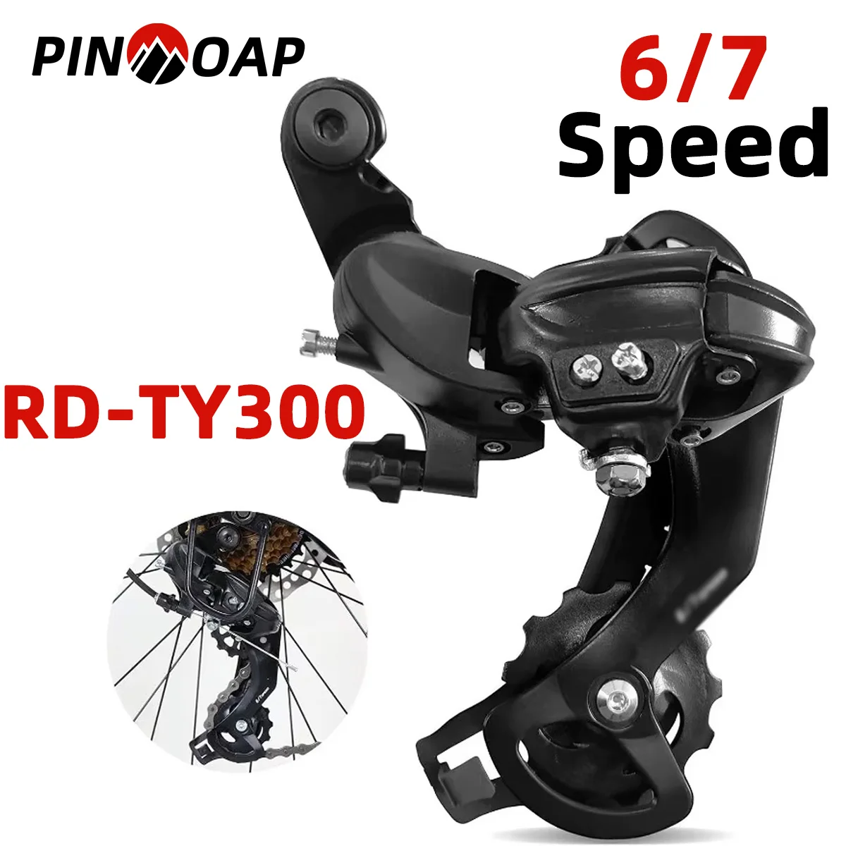 AliExpress pinmoap PINMOAP RD-YT300 6/7 Speed Rear Derailleur MTB Mountain Bicycle Parts Bike Rear Derailleur Original Parts Transmission Eye Shift