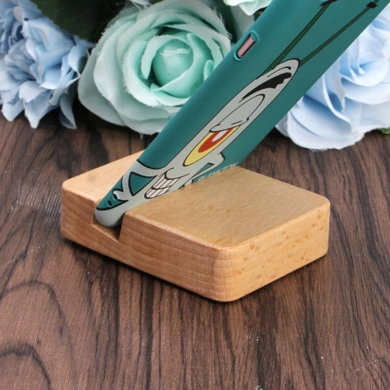 

P82A Wooden Cell Phone Stand Dock Holder for Phone X for Watching Videos Learning Freeing Hands Lightweight