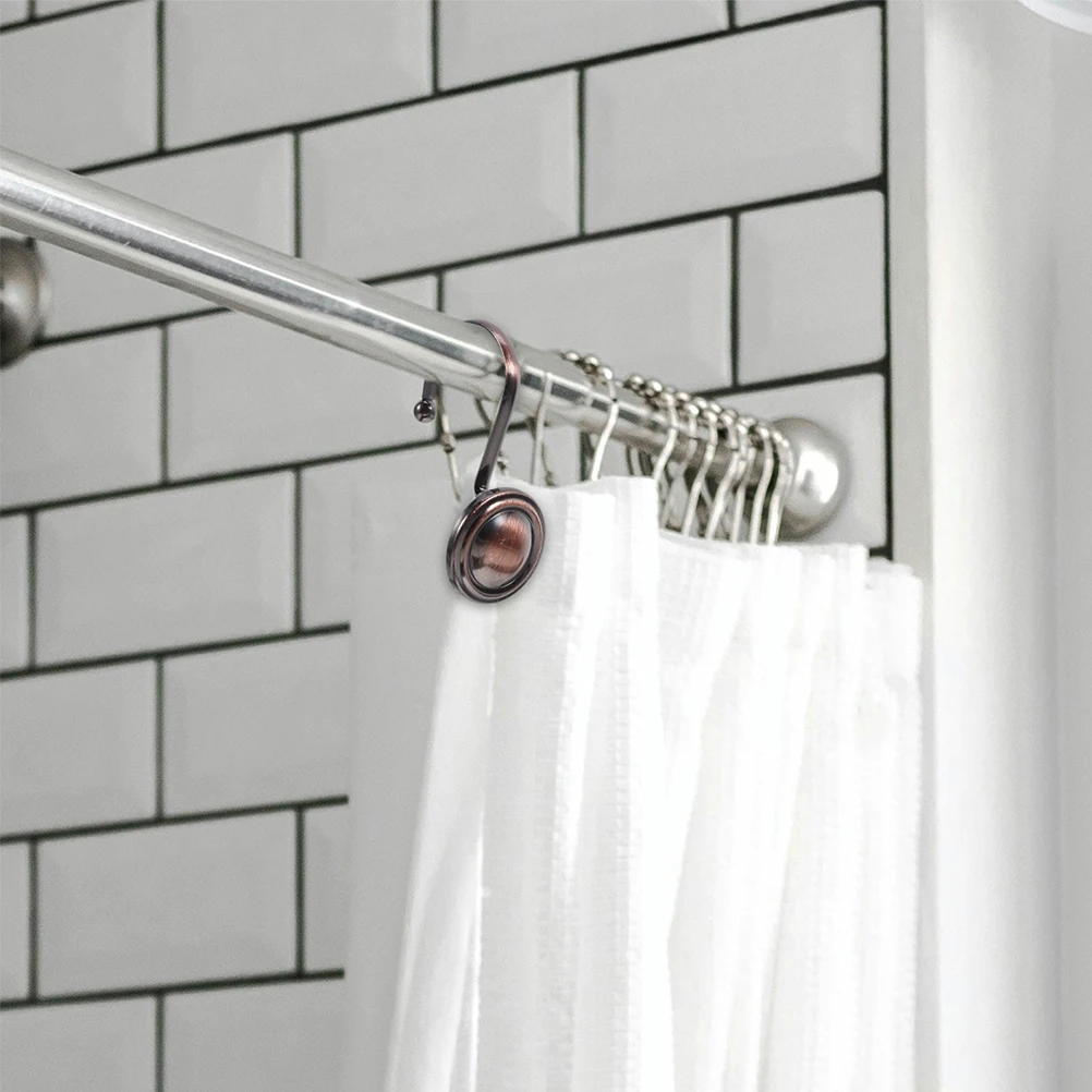 

24Pcs Vintage Iron Shower Curtain Hooks Rustic Decorative Bathroom Rod Rings Farmhouse Style Heavy Duty Shower Curtain