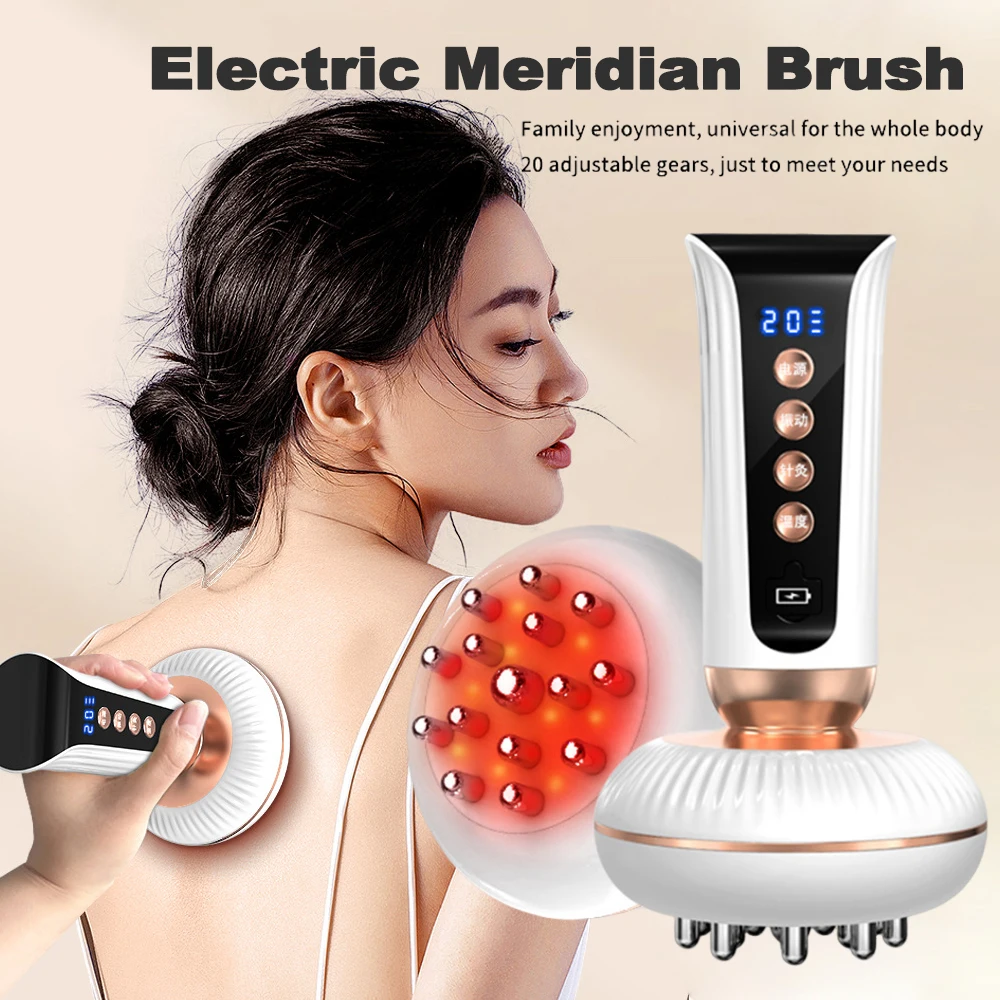 Electric Meridian Brush Massager Scraping Lymphatic Cupping Guasha Device Vibrate Anti Cellulite Massager Fat Burner Weight Loss