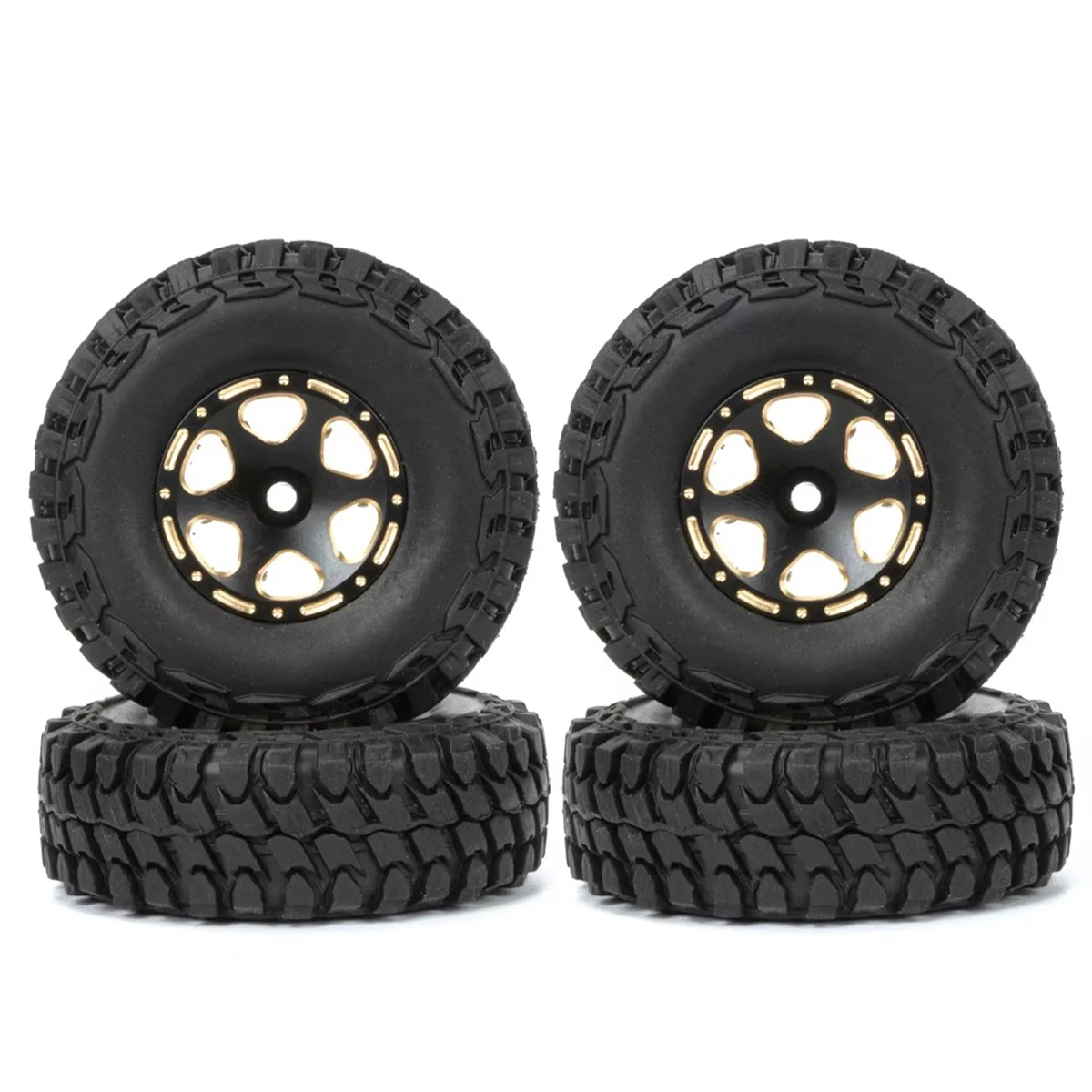 4 pezzi 1.0 "ottone Beadlock mozzo ruota cerchi pneumatici set per 1/24 RC Crawler Car Axial SCX24 AXI00001 Catenaccio Gladiatore Xiaomi JIMNY