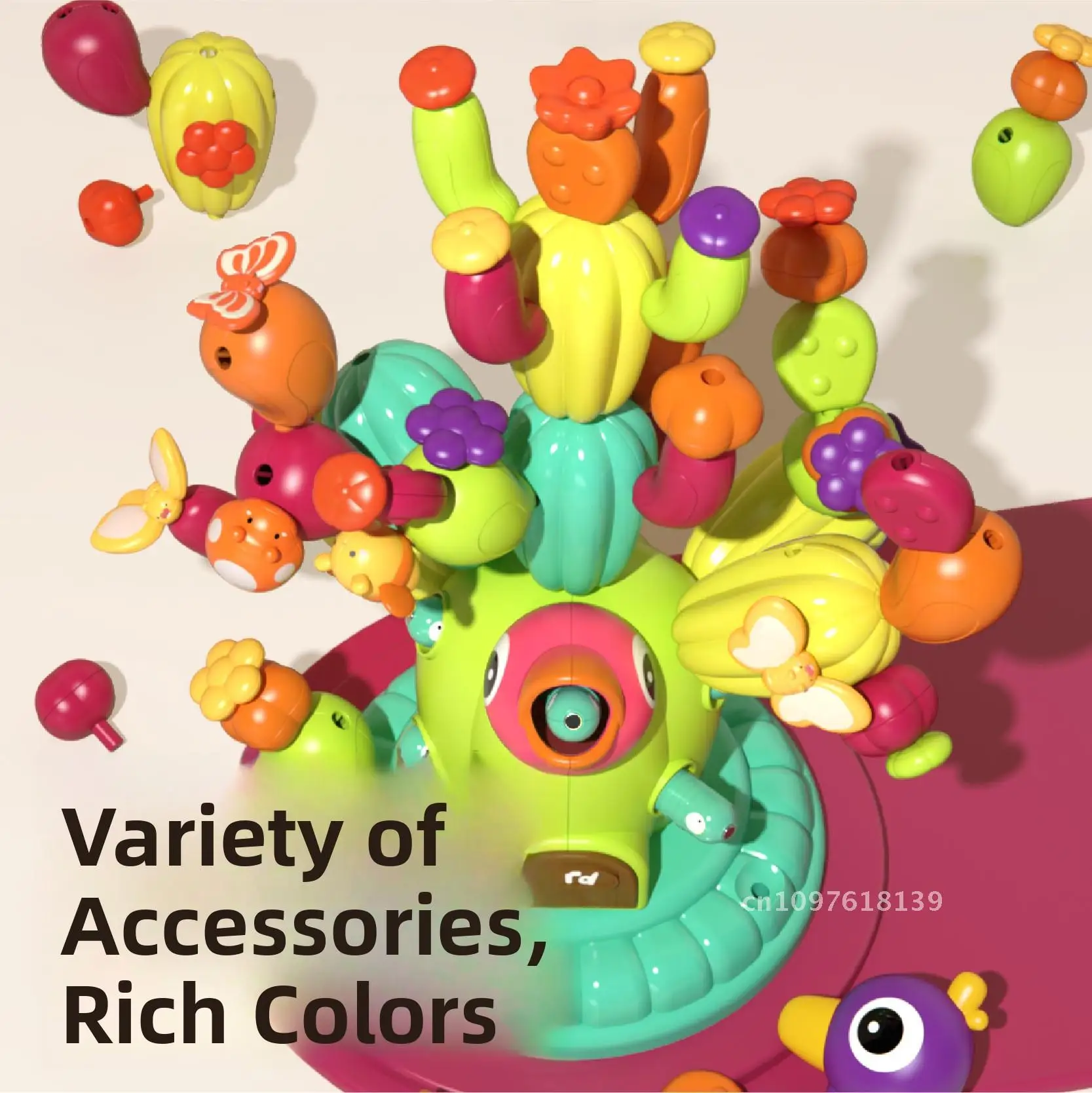 Bloques de construcción de Collage de Cactus variados, juguetes educativos para niños, iluminación y educación temprana