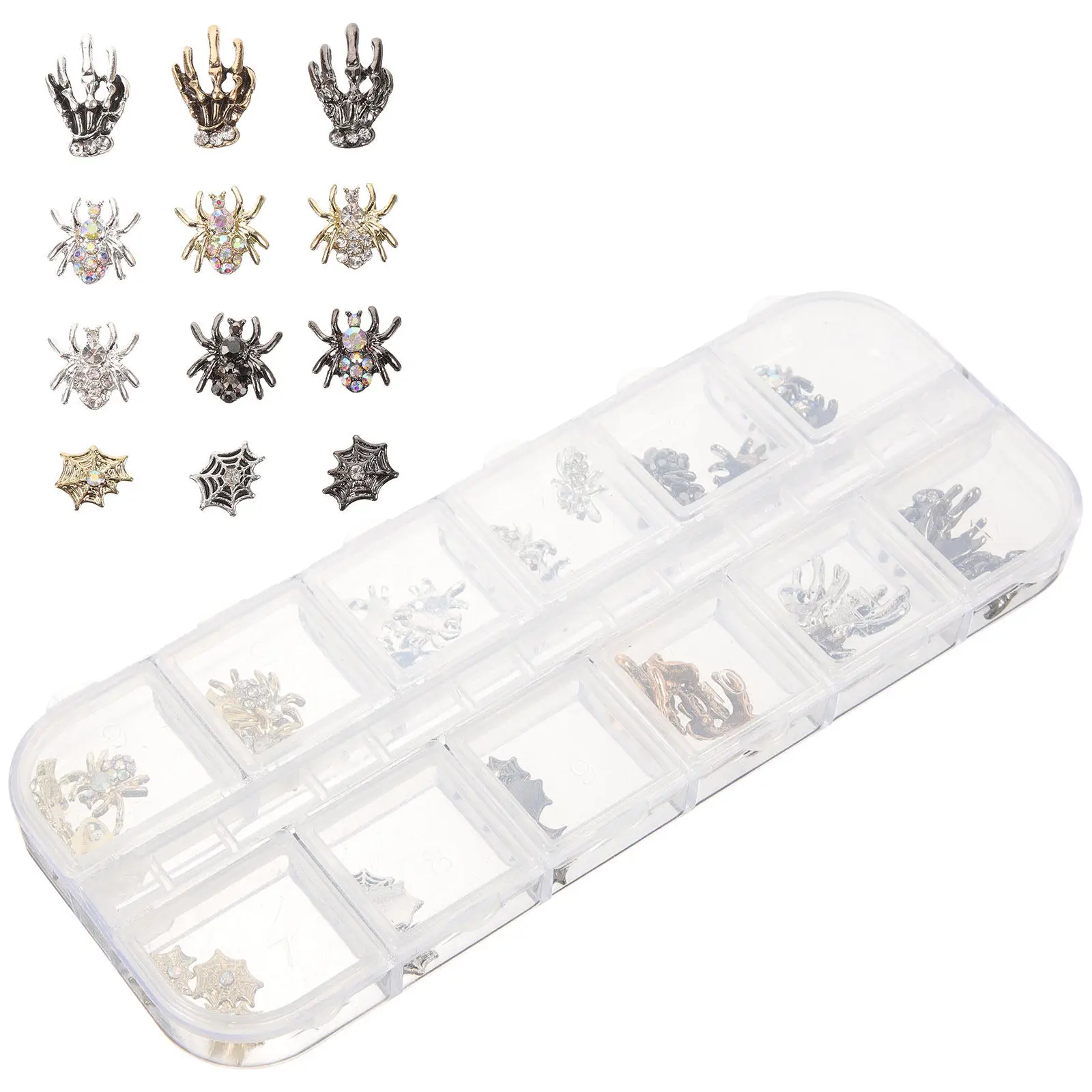 

Metal Halloween Nail Charms Spider Hands Nail Jewelry for Acrylic Natural False Nails Mobile Case Craft Decoration