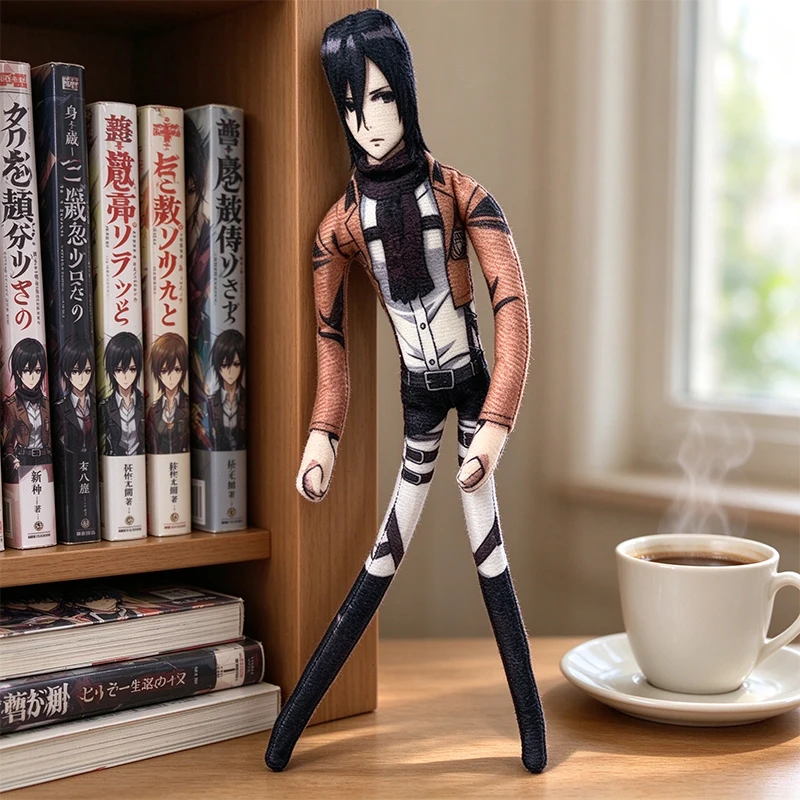 Attack On Titan Stuffed Doll Survey Corps Eren Mikasa Erwin Levi Plush Cloth Toy Gift For Fans