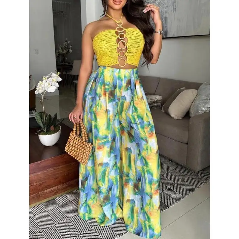 

ex Casual Pants Full Body Print Wide Leg Men's Women's Comfortable Straight Cut PVC Material Winter Collection