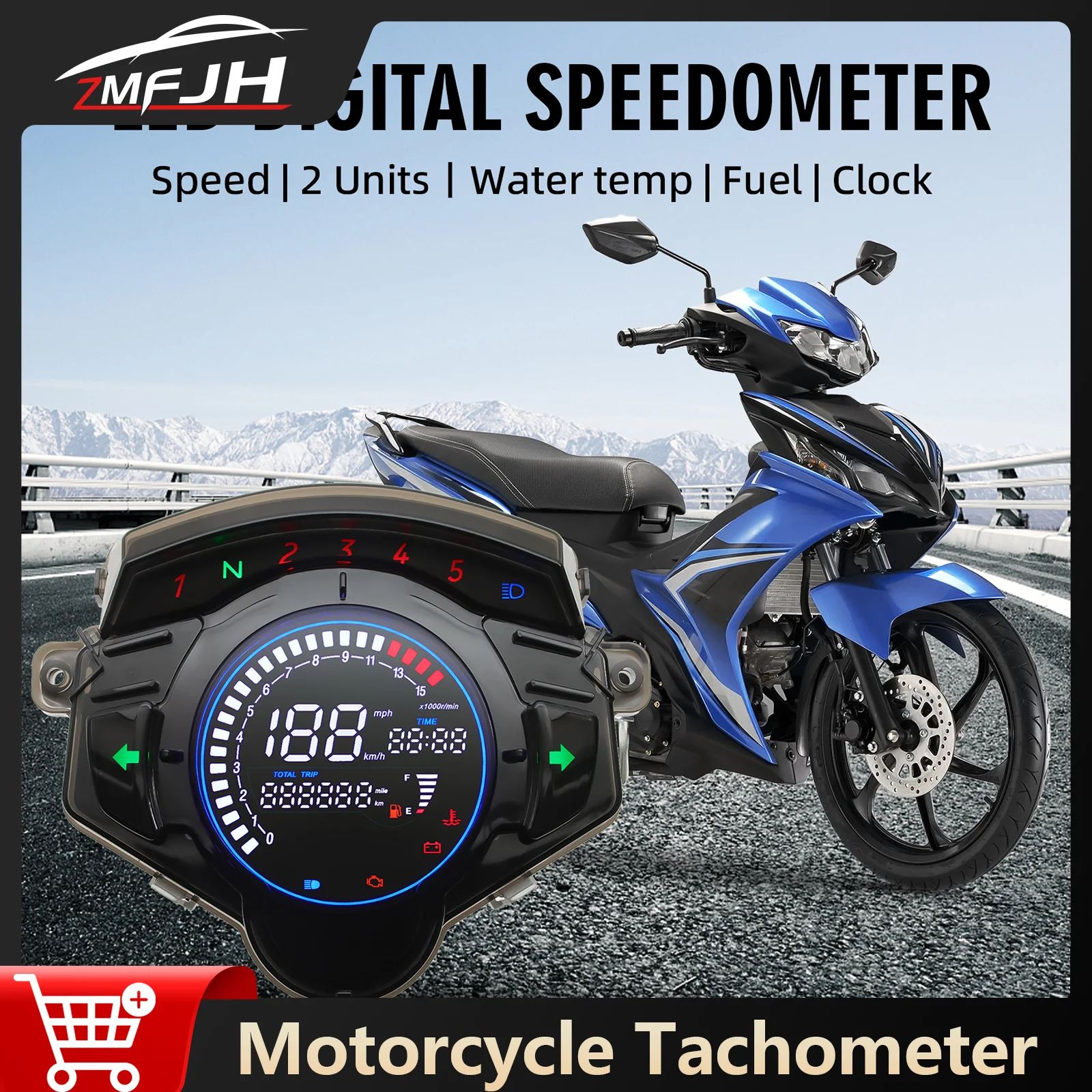 

Motorcycle Speedometer RPM Tachometer Digital LCD Meter Time Temperature Fuel Level Gauge For Yamaha LC135 V2 V3 V4 V5 V6