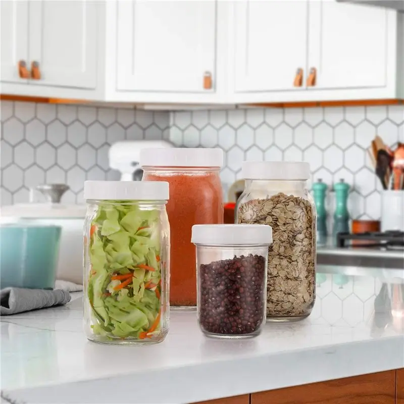AT21-64 Pack Wide Mouth Mason Jar Lids,Plastic Storage Caps For Canning Jars,Leak-Proof And Anti-Scratch Resistant Surface