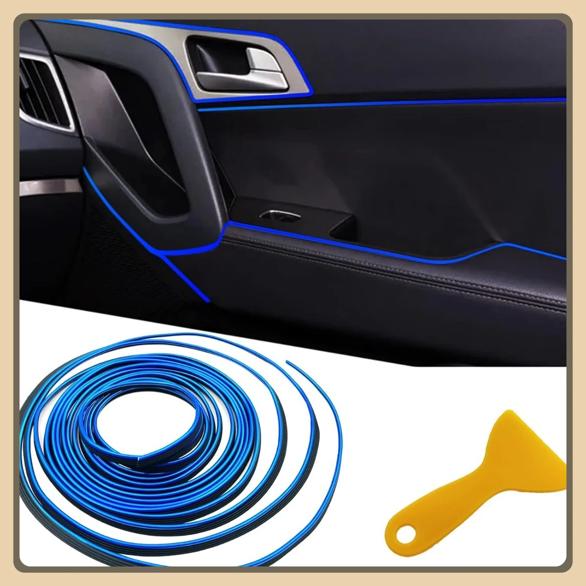 

Flexible Electroplating Car Trim, 9.8ft Universal Blue Dashboard Door Styling with Install Tool