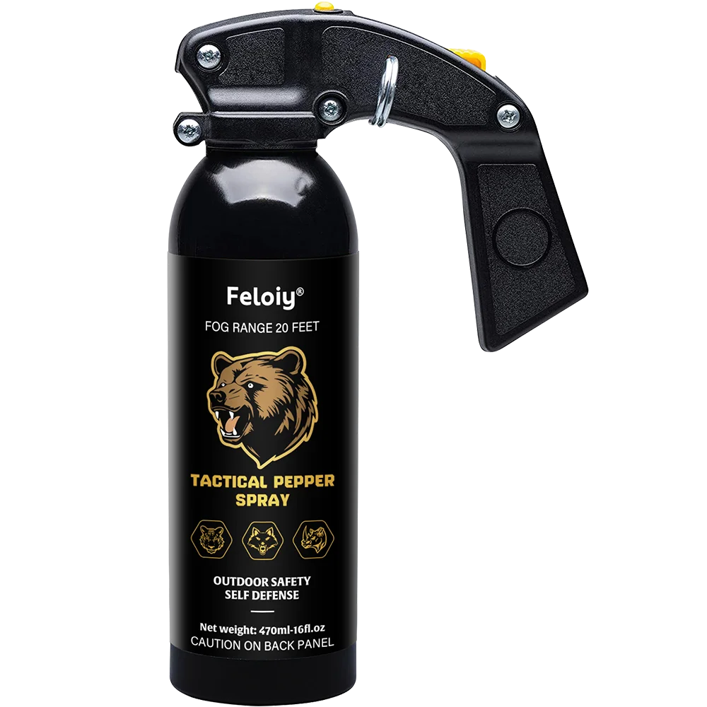 470 Ml Pepper Spray - 20 Ft Range, Safe Distance Protection, Equipped with Safety Clip and Pull Ring, Quick Release Spray