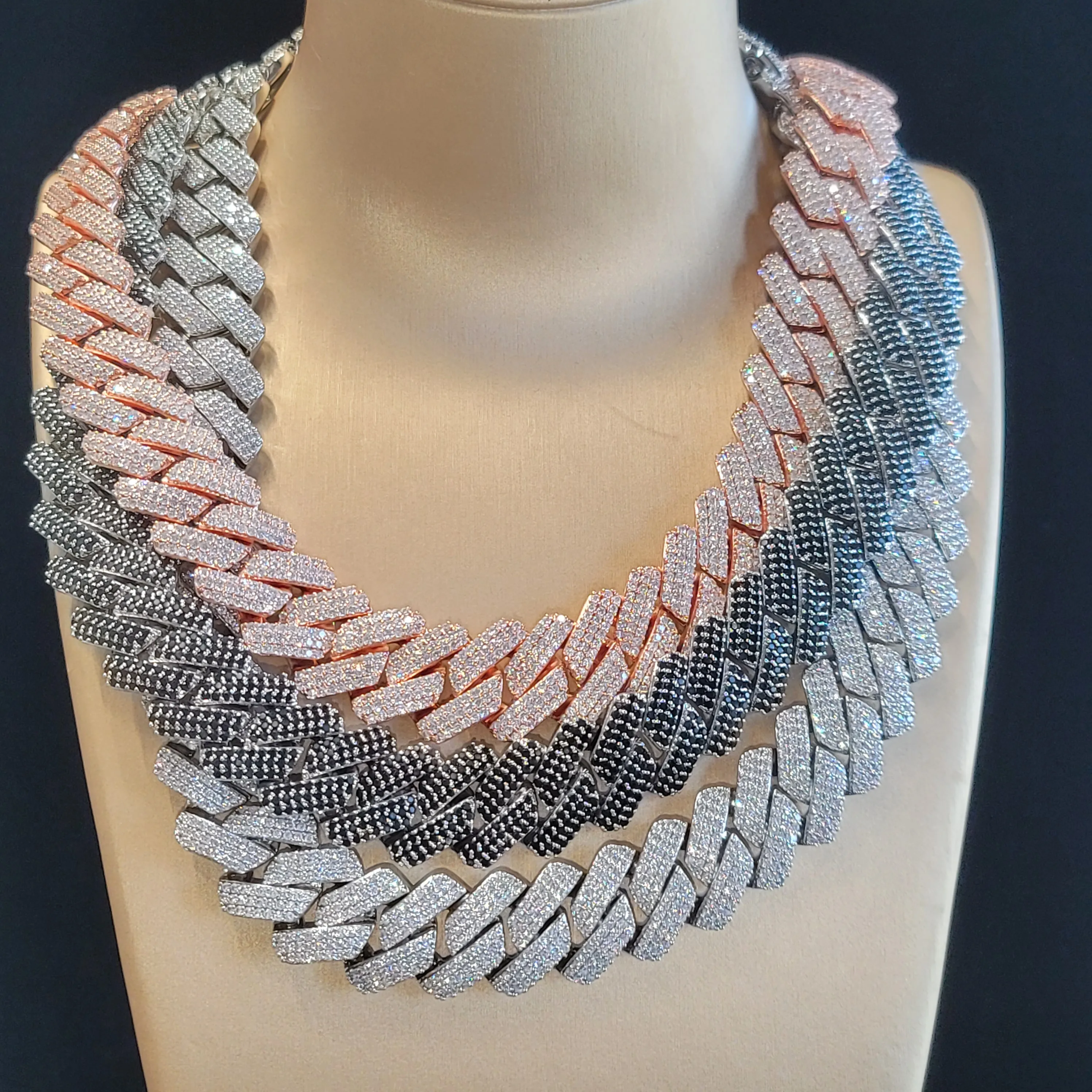 

Iced Out 20mm Miami Cuban Link Chain Fashion Thick Square Necklace For Men Icy Bracelet Big Box Buckle Hip Hop Jewelry Him Gifts