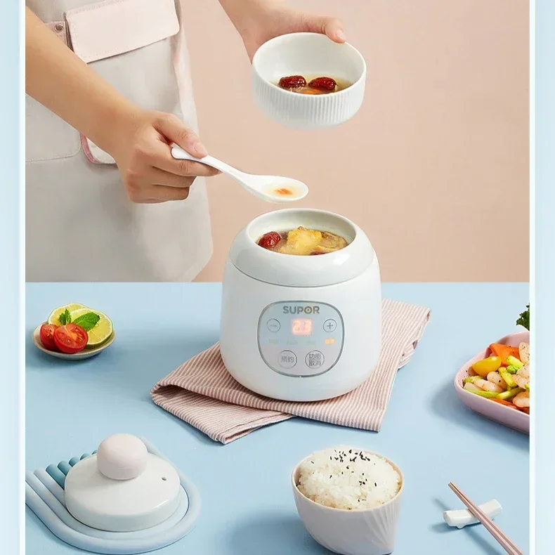Pentola per stufato elettrica intelligente Fornello per alimenti per bambini Mini macchina per stufato multifunzione in ceramica