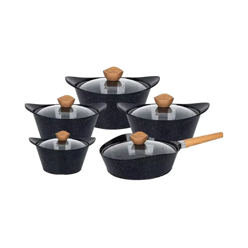 High Quality 10-Piece Cast Aluminum Ceramic Non-Stick Cookware Set Glass Lid Kitchen Pot Cooking Pans for Home Use