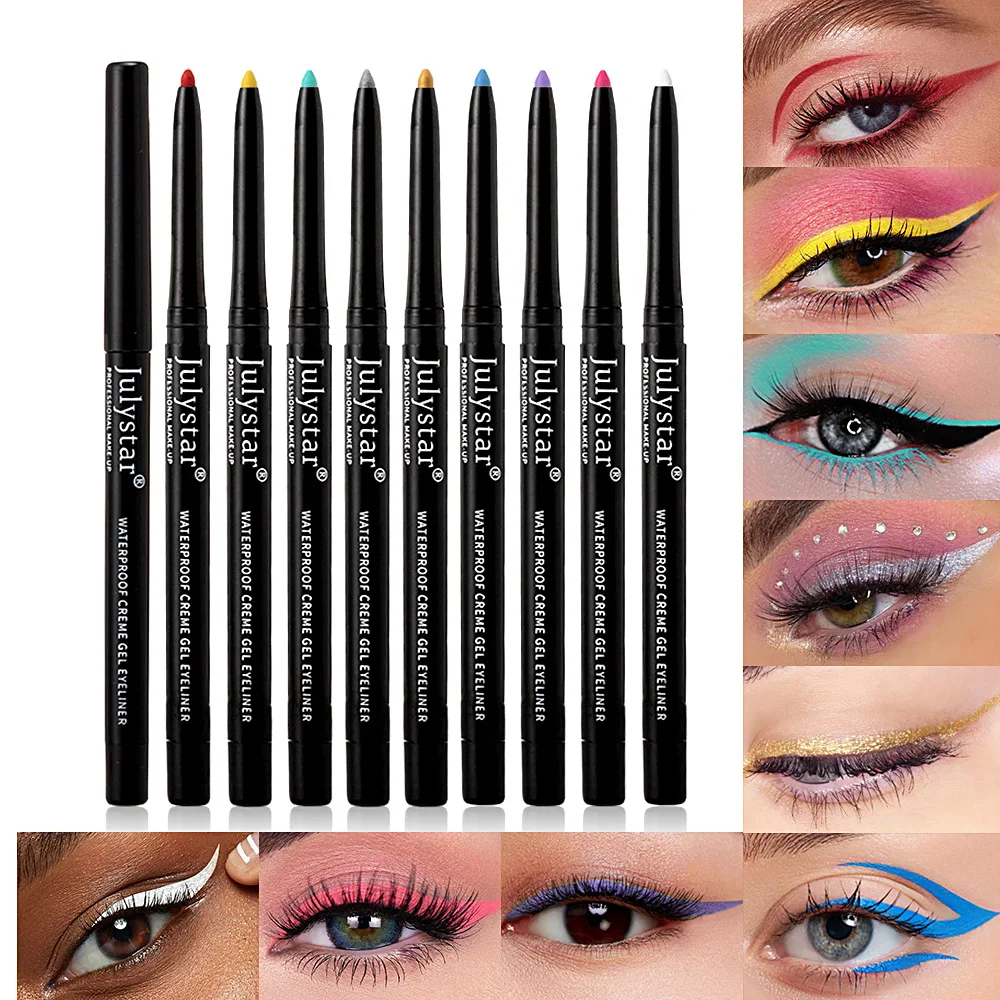 Julystar 9 Color Eyeliner Gel Shine Matte Luster Waterproof Long Lasting Professional Daily Rainbow Eyeliner Cosmetics