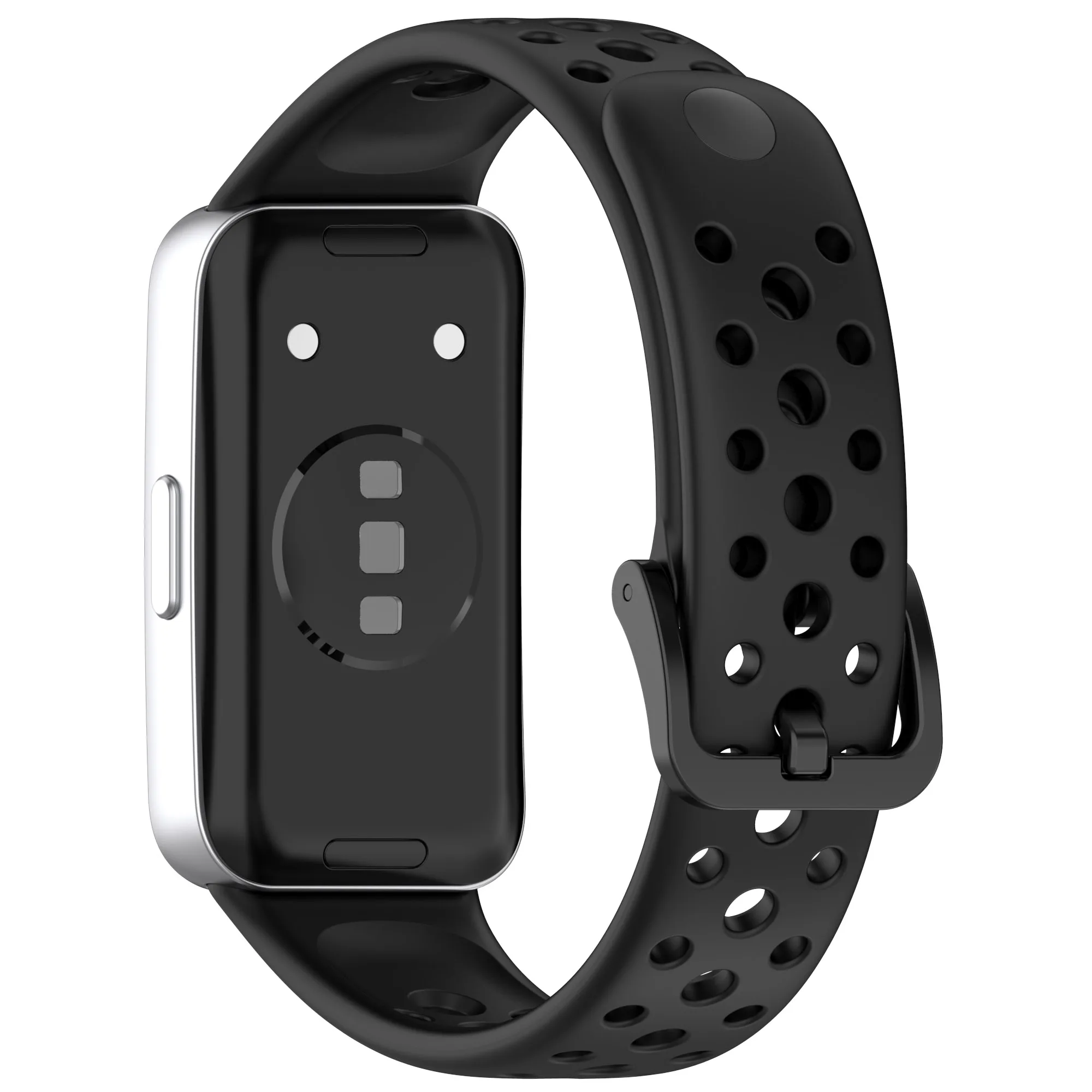 

For Huawei Band 9 / 9 NFC / 8 / 8 NFC Breathable Holes Replacement Band Silicone Watch Strap - Black