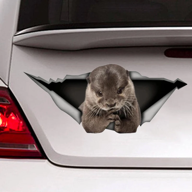 S50503# 3D Otter Animal Car Bumper Window Stickers Waterproof Decoration For Car Fashion Decals Vinyl Material Creative Stickers