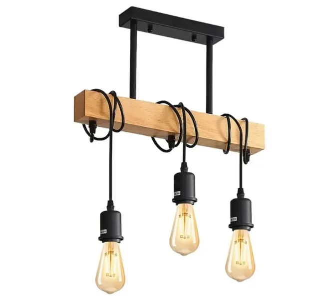 

Wood Chandelier Retro Industrial Style Solid Wood Primary Color Restaurant Lamp Suction pendent lamp