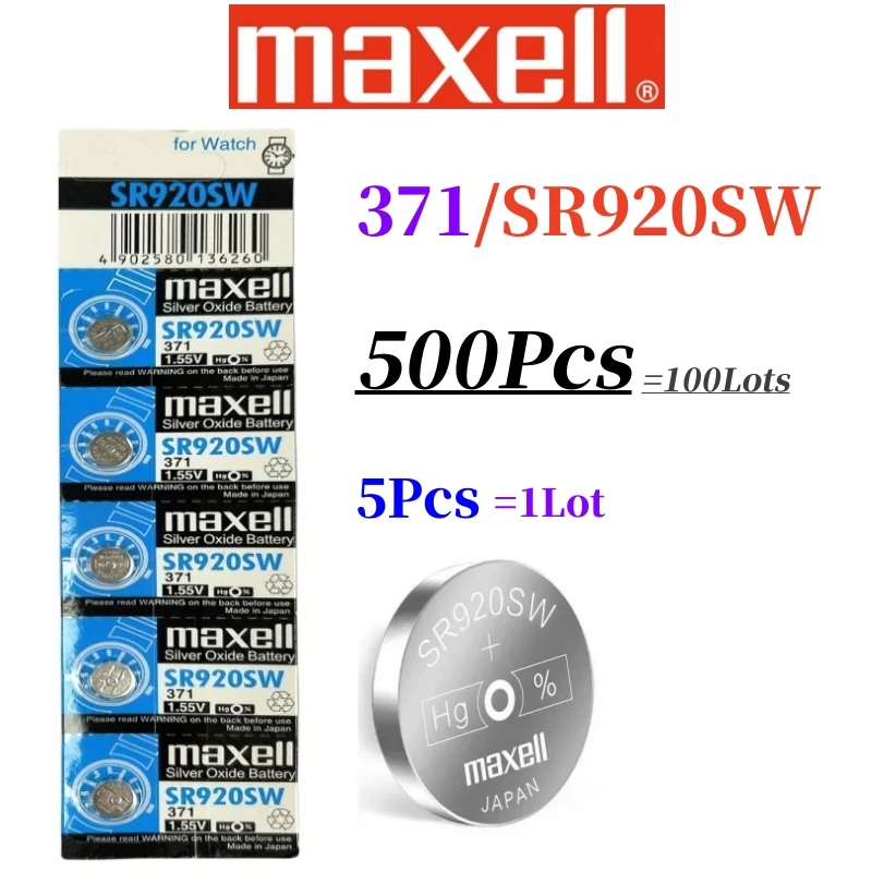 500pcs Original 1.55V Coin Battery AG6 371 SR920SW LR920 SR927 171 370 L921 LR69 SR920 Button Batteries for Watch Toy