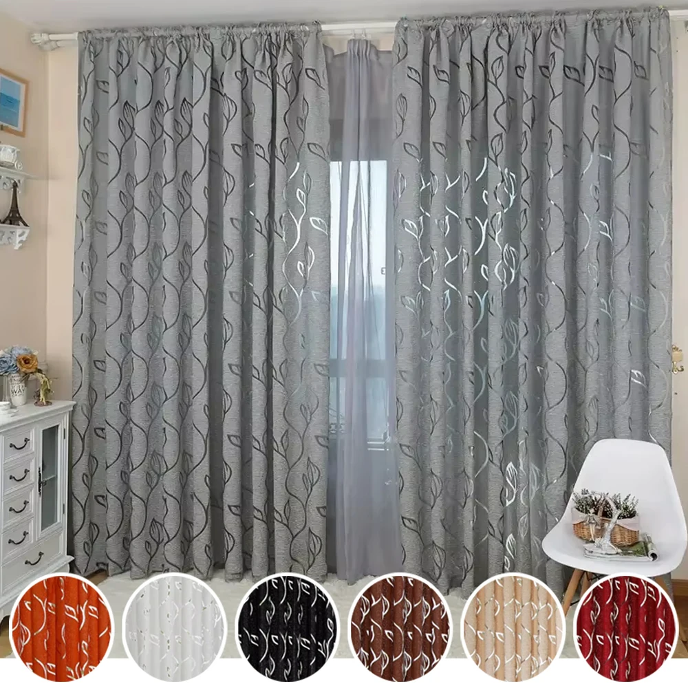 

200/250/270cm Vines Leaves Tulle Door Window Curtain Drape Panel Sheer Scarf Valances European Sheer Curtain for Home Decoration