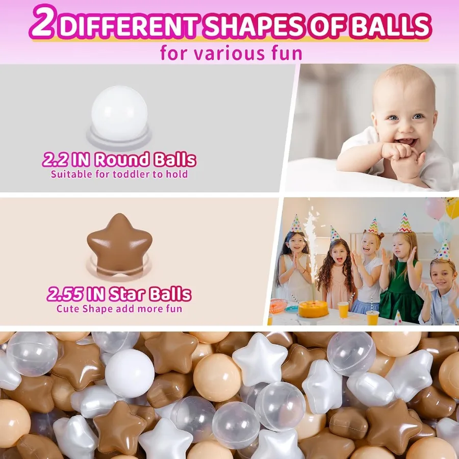 Bola pit bolas 100 peças, formas de estrela para bebês crianças cercadinho bolas de plástico para bebês piscina de bolinhas filhote de cachorro playballs