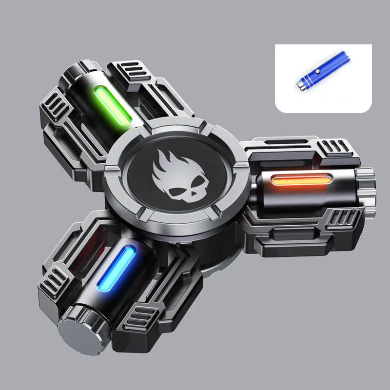 Fidget Spinner Alloy Luminous Long Lasting Fingertip Gyro EDC Spinning Top Stress Relief Toys For Adults Kids Black Technology
