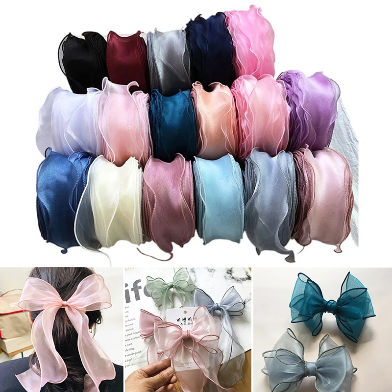 5m Solid Color Organza Ribbons Wavy Edge Ribbon For Gifts Packaging DIY Sewing Wedding Party Christmas Present Decoration