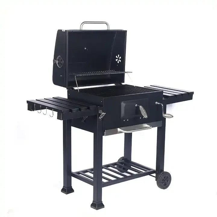 Carbon Steel Large Trolley Garden Party Backyard Outdoor Kitchen Barbecue Smoker Bbq Charcoal Grill For Bbq Outdoor