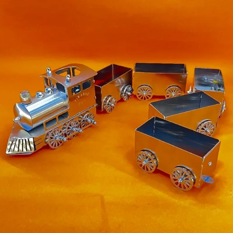 

Stainless steel steam train model, alloy train track, train toy metal model, alloy pen holder ,finished product