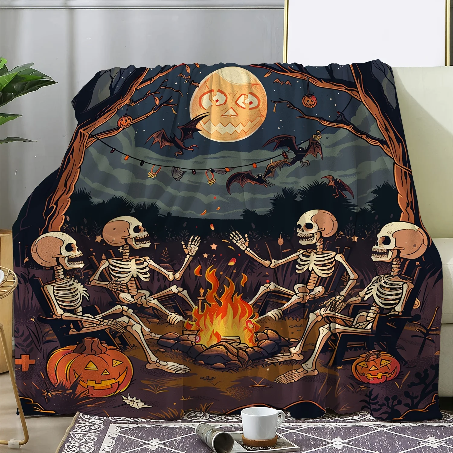 1pc Witch Gothic Halloween Throw Blanket Lightweight Flannel Cozy Ghost Blanket Purple Goth Decor Bed Couch Sofa Witch Gift