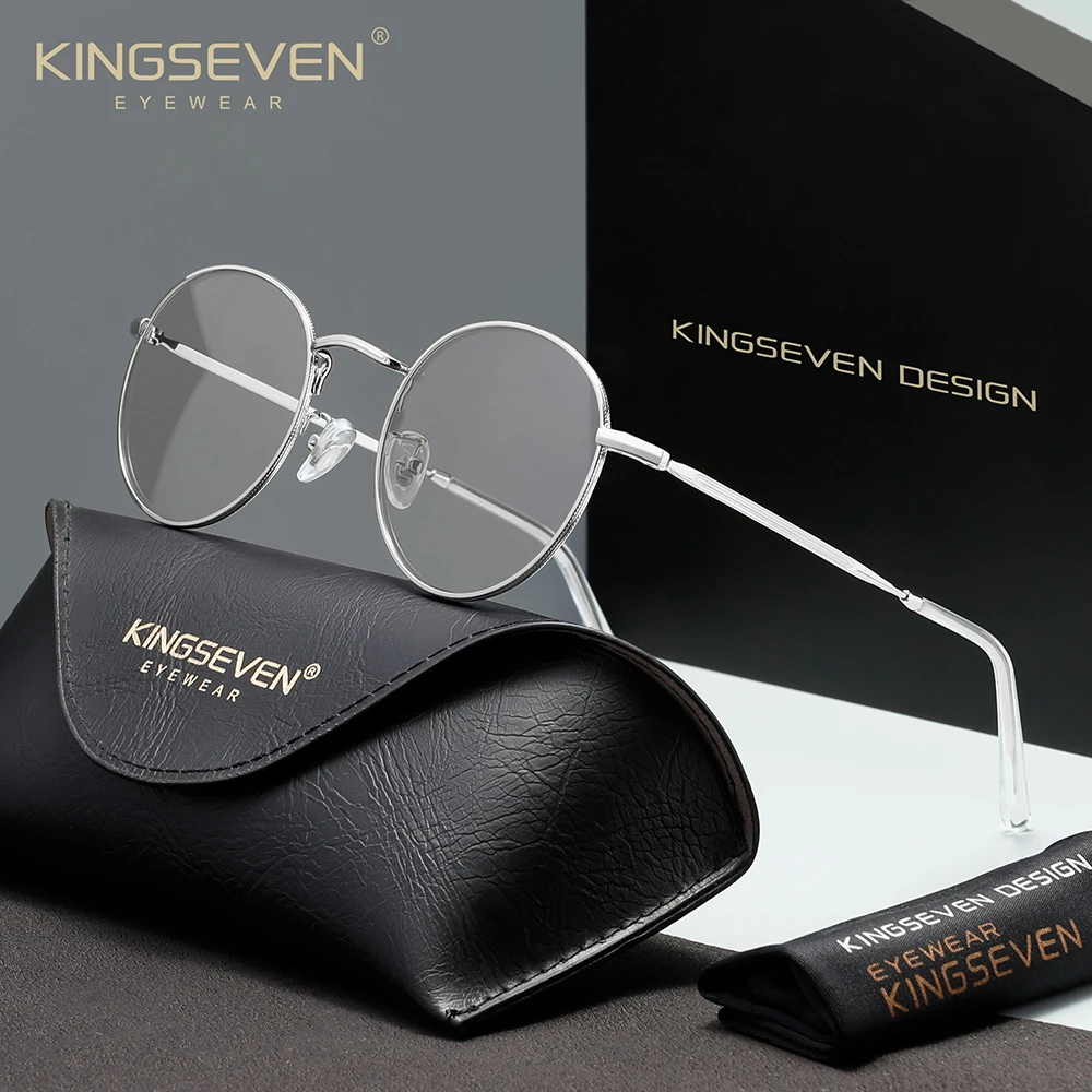 KINGSEVEN Blue Light Blocking Glasses Round Frame Men Women No Degree Blue Light Blocking Eyeglasses