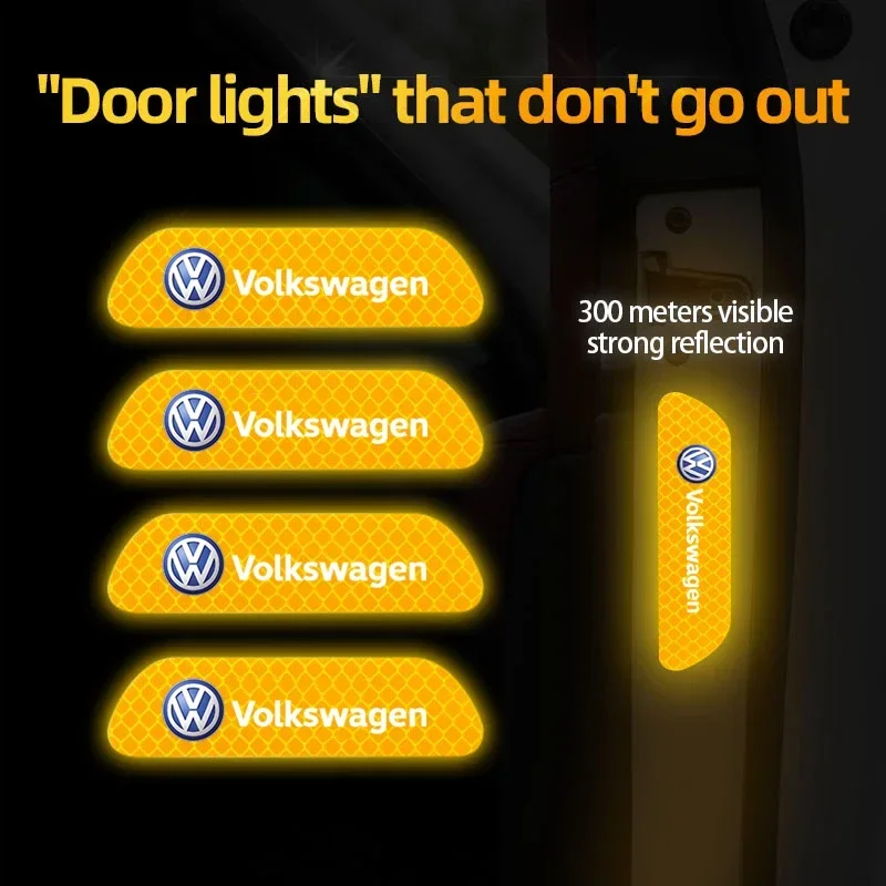 

Наклейки на двери автомобиля (4 шт.) для VW Volkswagen: светоотражающие предупреждающие знаки для моделей Polo, Golf, Tiguan, Passat, Touareg M (2026 год, хит продаж)