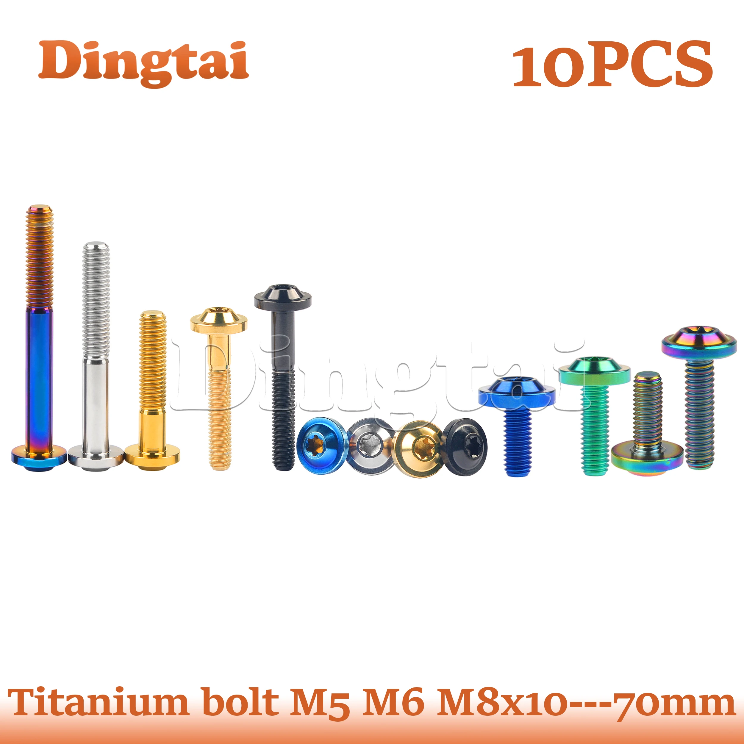 Dingtai Titanium Bolt 10PCS M5/M6M8x10 --70mm for Bicycle Butterfly Umbrella Head Inside Plum