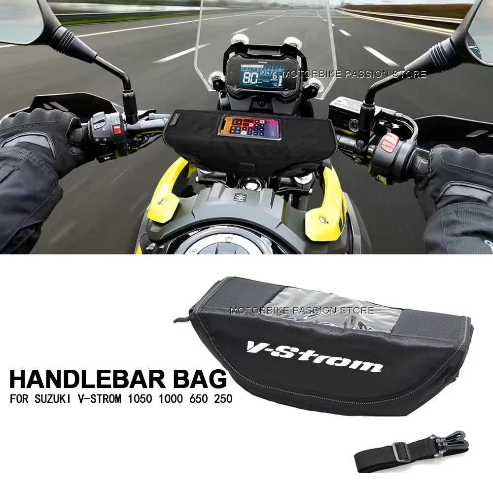 

for Suzuki V-Strom 1050 1000 650 250 DL1050 DL1000 DL650 DL250 Motorcycle Handlebar Bag Storage Travel Tool Pouch Waterproof